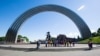 Ukraine -- lgbt action near painted in rainbow colors "Arch of friendship" in Kyiv, 17May2017