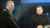 Russia -- Presidential candidate Vladimir Zhirinovsky (L) takes part in live TV debate on Rossiya (Russia) 1 TV channel. Pictured R: host Vladimir Solovyov